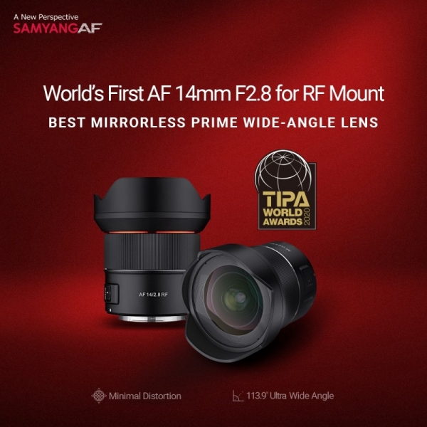 삼양옵틱스의 AF 14mm F2.8 RF가 ‘TIPA 월드 어워드 2020’ 렌즈 부문에서 최우수 제품으로 선정되는 영예를 안았다. 사진 삼양옵틱스 제공 [뉴스락]
