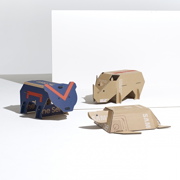 삼성전자가 영국 디자인 전문 매체 '디진(Dezeen)'과 공동 주최한 에코 패키지 디자인 공모전 '아웃 오브 더 박스' 에서 최종 우승한 'Endangered Animal'. 사진 삼성전자 제공 [뉴스락]