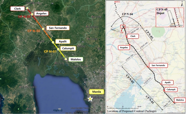필리핀 남북철도 1공구 위치도. 사진 현대건설 제공 [뉴스락]
