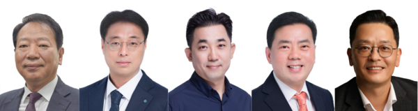 좌측부터 이종철 용마로지스 부회장, 박성근 동아에코팩 부회장, 황병운 용마로지스 사장, 오무환 동아에코팩 사장, 이현민 에스티젠바이오 사장. 동아쏘시오그룹 제공 [뉴스락]